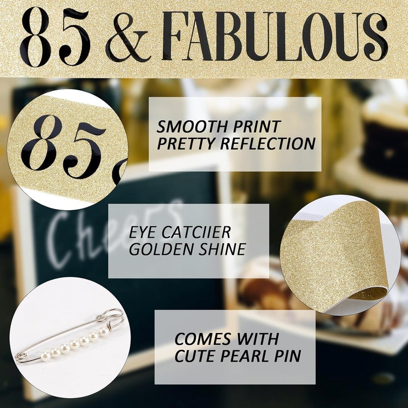 Hapdoo 85th Birthday Decorations, 85th Birthday Sash and Tiara for Women, Happy 85 Birthday Decorations for Women, 85 and Fabulous Birthday Decorations - Image 4